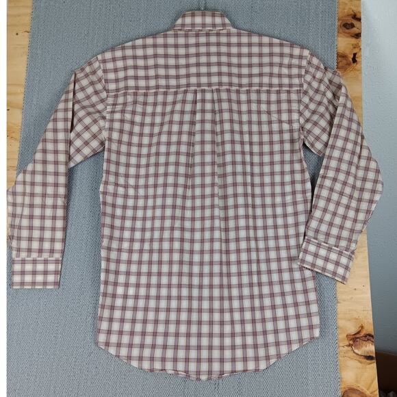 Wrangler George Strait Western Shirt Mens Small Tan/Red Checkered Button Down - Picture 7 of 13